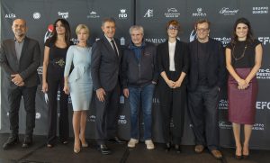 Monte Carlo Film Festival della Commedia 2018, nella foto: Ezio Greggio con Milani, Cucinotta, Brilli, Lelouche, Cortellesi Muccino, Solarino, Ft.Webstudio06