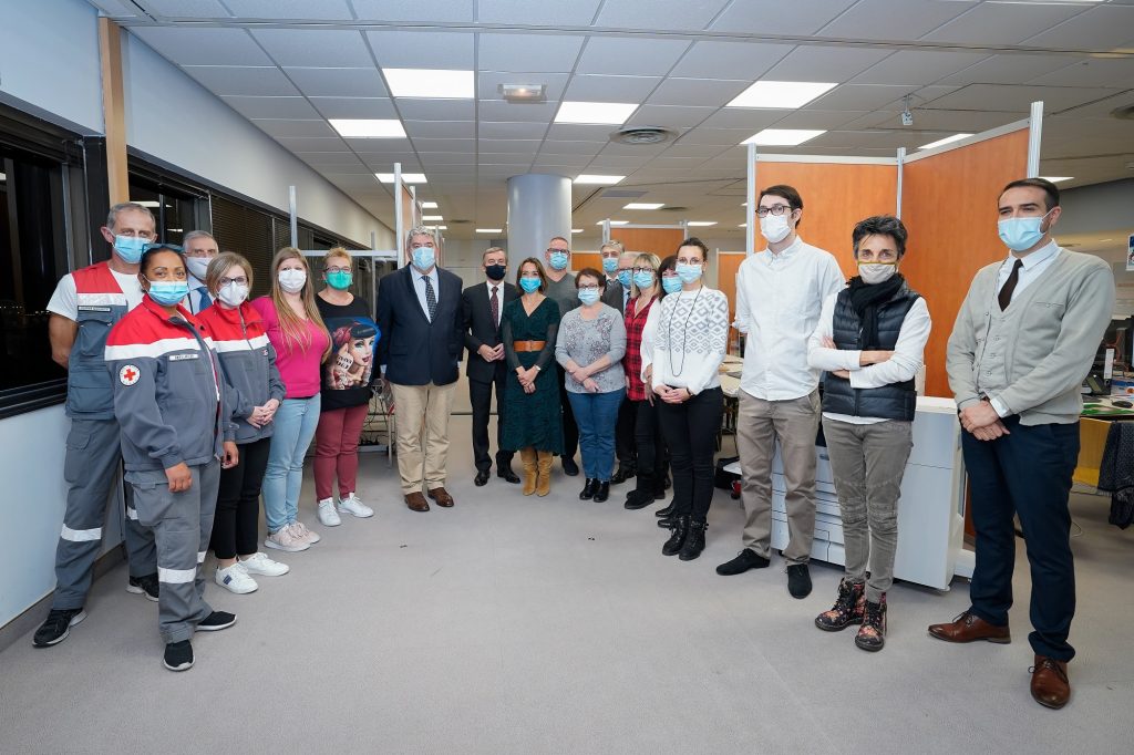 Coronavirus: il Ministro di Stato del Principato di Monaco Pierre Dartout durante la visita al Centro di Monitoraggio per i Pazienti a Domicilio